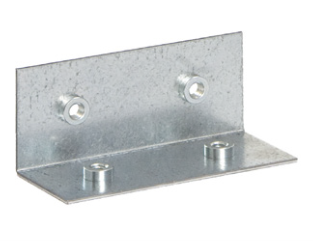 Verbinder für Kanäle, einseitig in 90° mit eingepressten Muttern M6, 50 x 50 mm